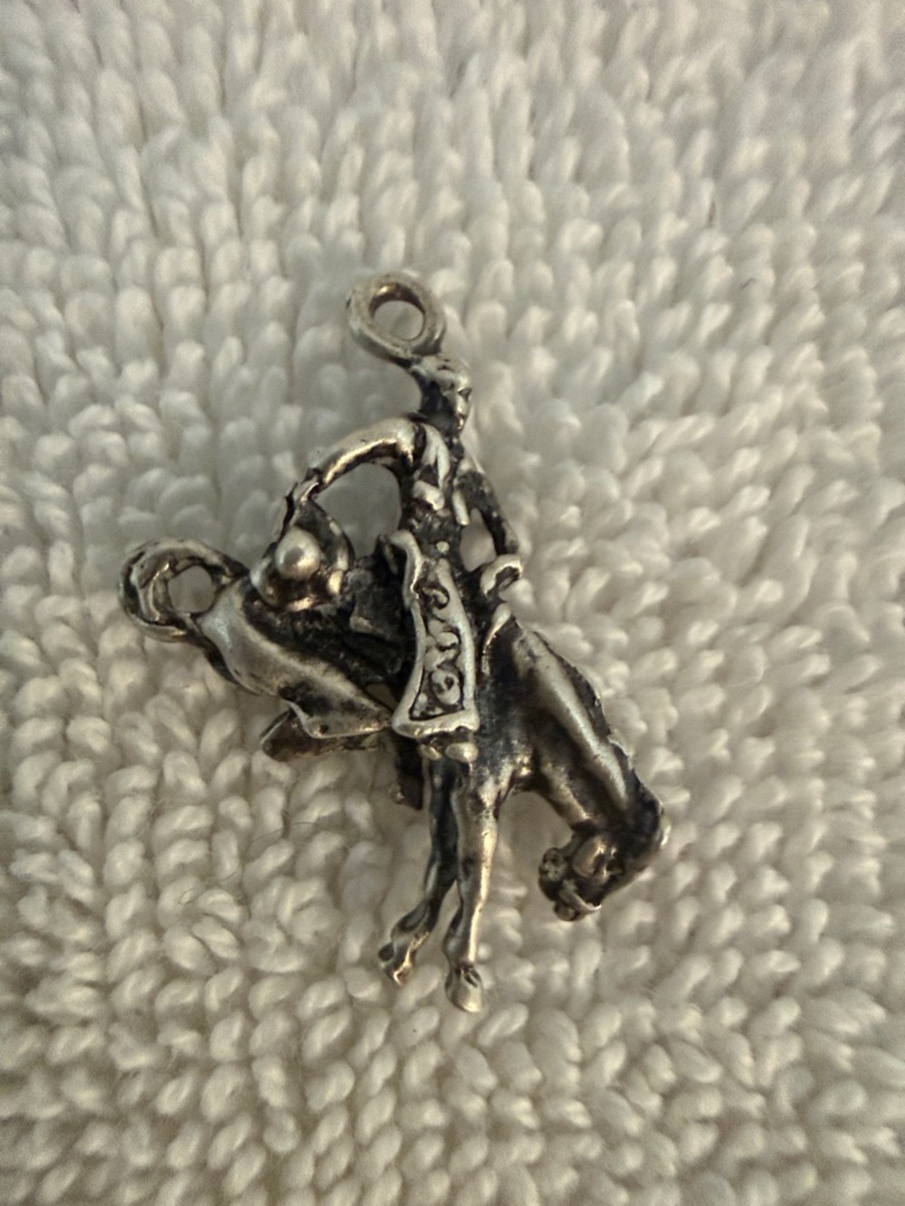 Sterling silver  Rodeo Bull and Rider Charm Pendant